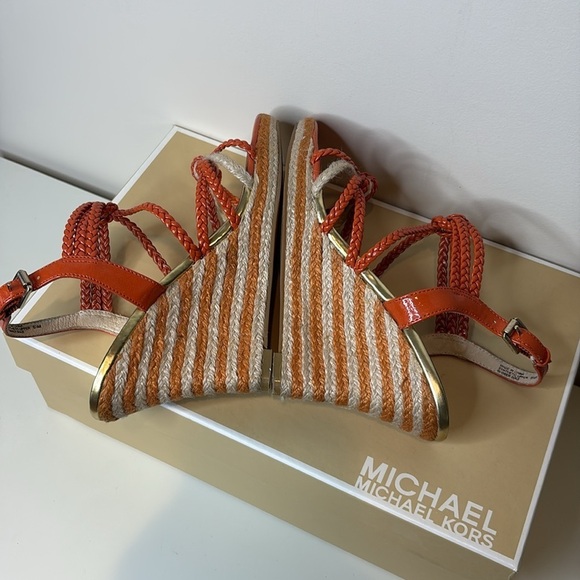 Michael Kors | Spring Orange Summer Wedge Knotted Braided Strappy Sandals 6.5 M - Picture 11 of 17